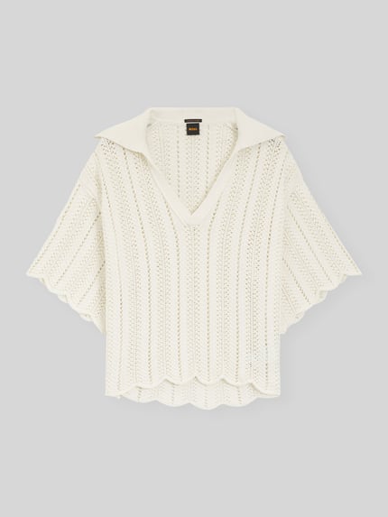 BOSS Orange Sweter o kroju relaxed fit z dzianinową fakturą Złamany biały 2