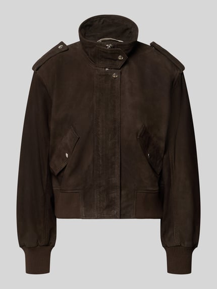 Regular Fit Lederjacke aus echtem Ziegenleder Shop The Look MANNEQUINE