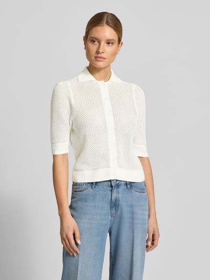 Lanius Strickjacke mit Polokragen und 1/2-Arm Offwhite 4