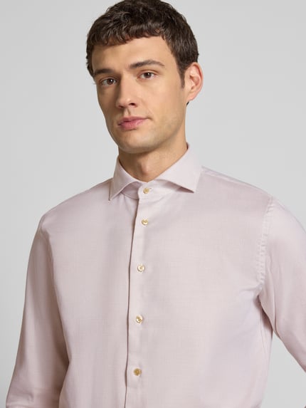 Profuomo Regular fit zakelijk overhemd met haaikraag, model 'Cutaway' Zand - 3