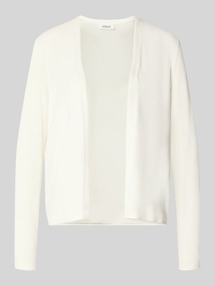 Productfoto, Regular Fit Cardigan Baumwoll-Viskose-Mix van s.Oliver RED LABEL in effen wit, langemouwen, gebreide textuur, zonder sluiting