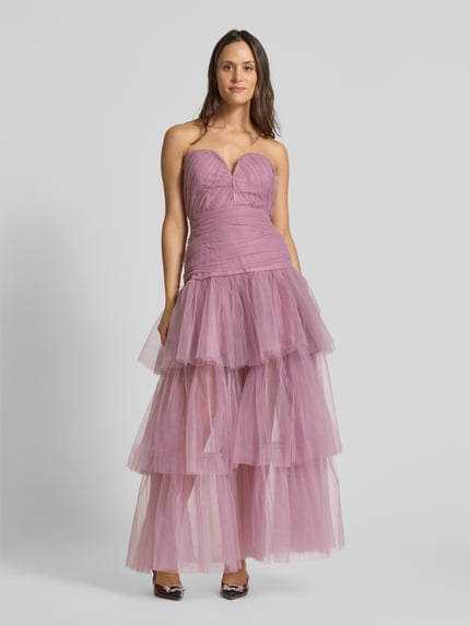 Lace & Beads Abendkleid mit V-Ausschnitt Rose 4
