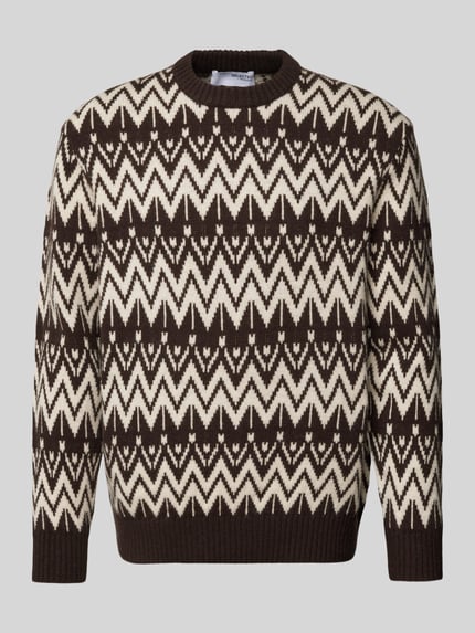 Selected Strickpullover mit gerippten Abschlüssen Modell 'PINE' Mittelbraun 2