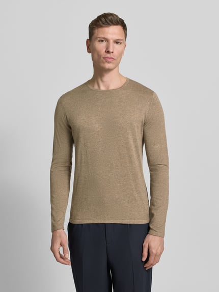 Christian Berg Men Sweter z dzianiny z okrągłym dekoltem Szarobrązowy melanż 4