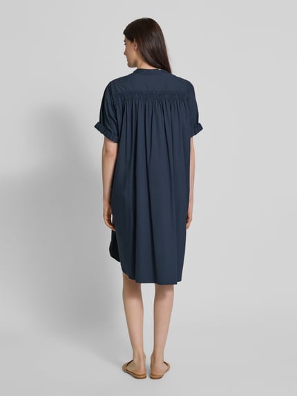 MOS MOSH Knielanges Hemdblusenkleid mit Stehkragen Modell 'Arleth' Marine 5
