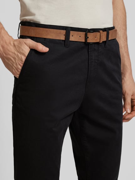 Tom Tailor Denim Slim fit chino met riem Zwart - 3