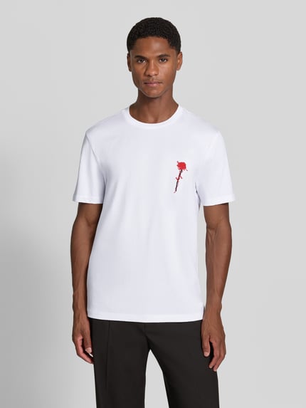 HUGO Regular Fit T-Shirt aus reiner Baumwolle Modell 'Diflow' Weiss 4