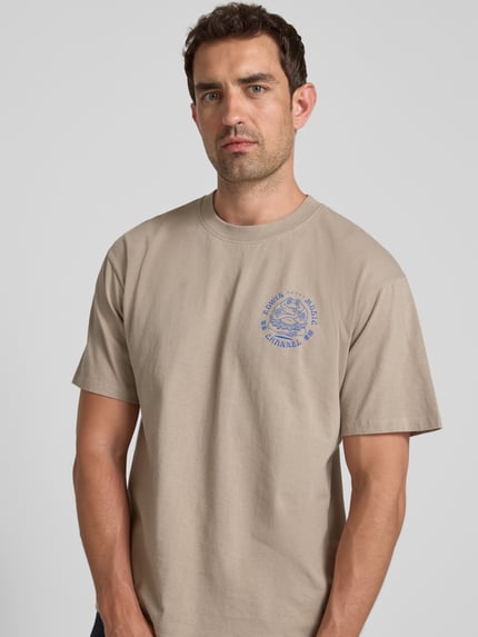 Edwin T-shirt met labelprint, model 'EDWIN MUSIC CHANNEL' Beige - 3
