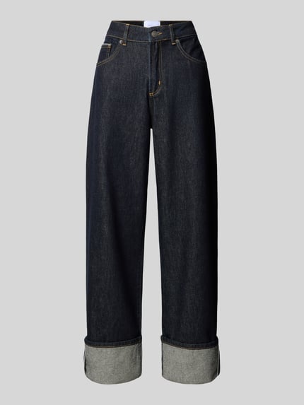 Raw denim jeans met brede omslag - curated by Viky Rader Shop The Look MANNEQUINE