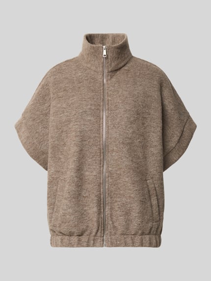 Emily Van den Bergh Relaxed Fit Strickjacke mit Stehkragen und 1/2-Arm Taupe 2