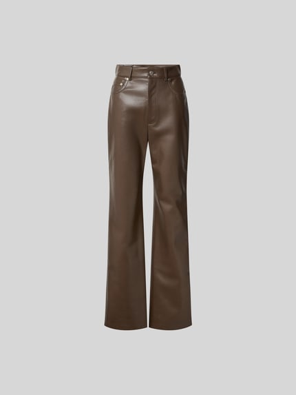 Flared stoffen broek in leerlook Shop The Look MANNEQUINE