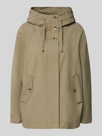 Produktfoto, Jacke mit verdecktem Reißverschluss von Fuchs Schmitt in Beige, Baumwoll-Mix, Regular Fit, Kapuze, Pattentaschen, glatte Textur