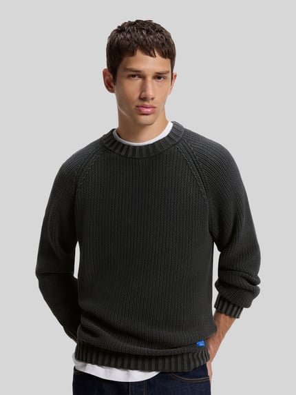 HUGO Blue Sweter w kroju relaxed fit z czystej bawełny model 'Sondye' BLACK 3