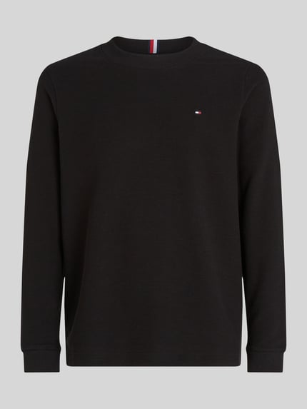 Tommy Hilfiger bluzka z długim rękawem o kroju regular fit z subtelnym detalem z logo Czarny 2