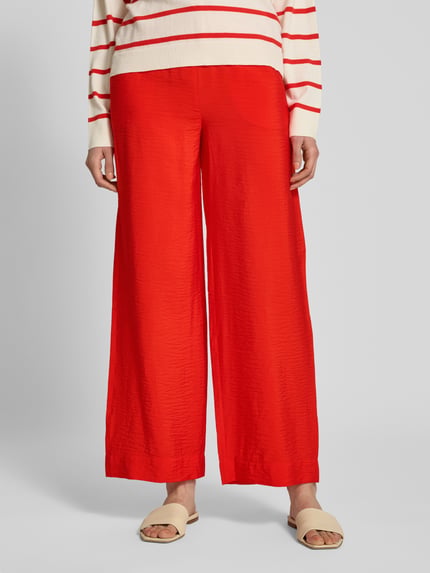 MSCH Copenhagen Straight Leg Stoffhose in Crinkle-Optik Modell 'Henra Ladonna' Rot 4