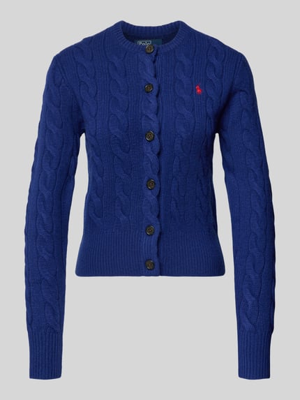 Polo Ralph Lauren Cardigan aus Wolle-Kaschmir-Mix mit Label-Stitching Dunkelblau 2