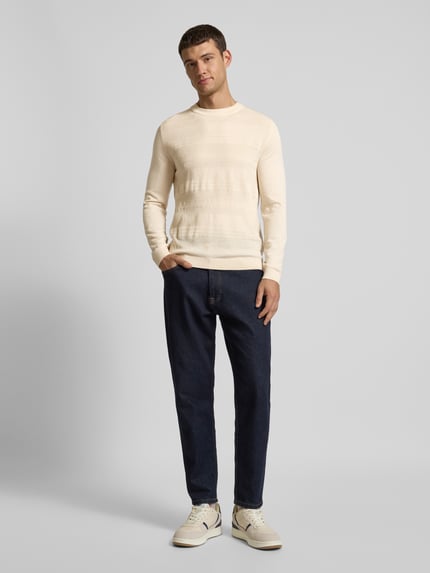Selected Wollpullover mit Strukturmuster Modell 'TRAY' Sand 1