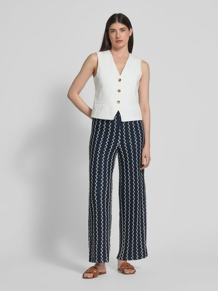 VILA High Waist Hose mit elastischem Bund Modell 'ELLEN' Marine 1