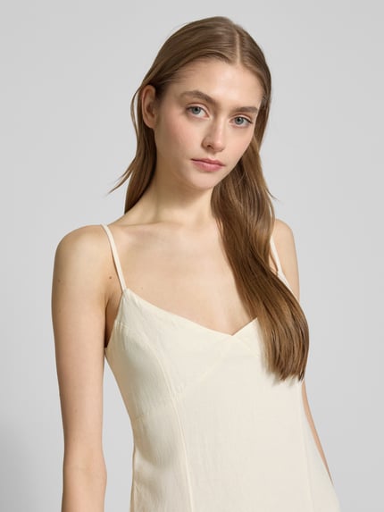 REVIEW Ausgestelltes Minikleid Leinen-Anteil Offwhite 3
