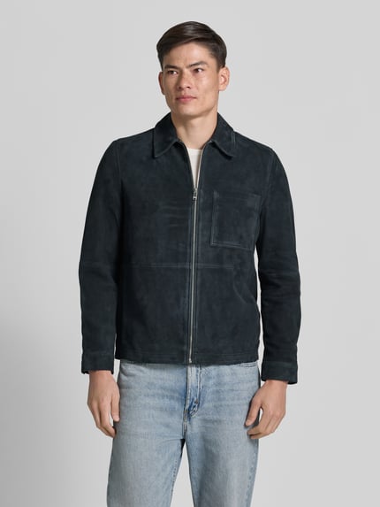 DRYKORN Leren jack met ritssluiting model 'JERSON' Marineblauw - 4