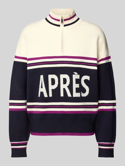 Jake*s Casual Regular Fit Troyer mit Après-Schriftzug Dunkelblau 1