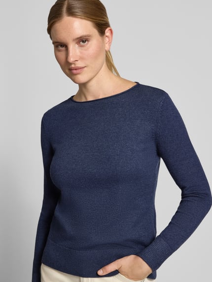 Christian Berg Woman Regular Fit Strickpullover aus Viskose-Mix mit U-Boot-Ausschnitt Dunkelblau Melange 3