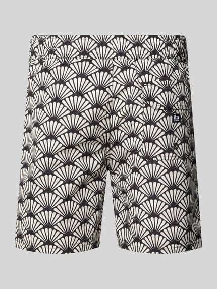 Productfoto, zwart-witte Badehose met elastische tailleband model 'BHRADCLIFF' van Blend, regular fit, met achterzak en labelpatch