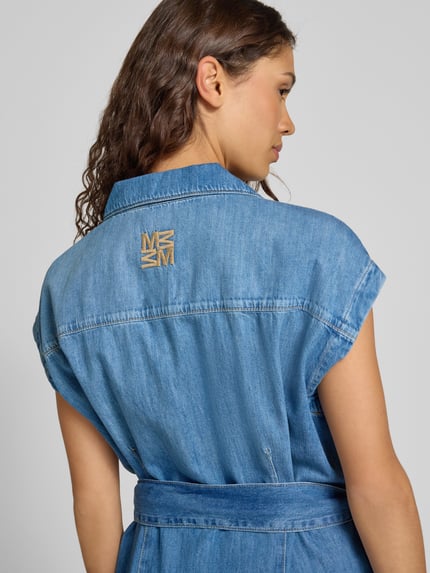 MOS MOSH Sukienka jeansowa z wiązanym paskiem model ‘Pitti Nalin’ Niebieski 3
