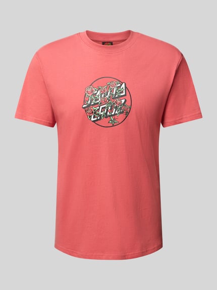Santa Cruz T-Shirt mit Label-Print und Rundhalsausschnitt Koralle 2