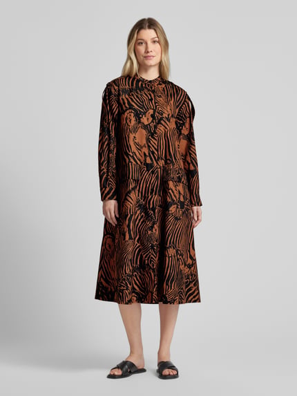 Weekend Max Mara Hemdblusenkleid mit Animal-Print Modell 'UNIONE' Cognac 4