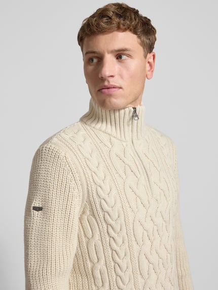 Superdry Loose fit schipperstrui met ribboorden Offwhite - 3