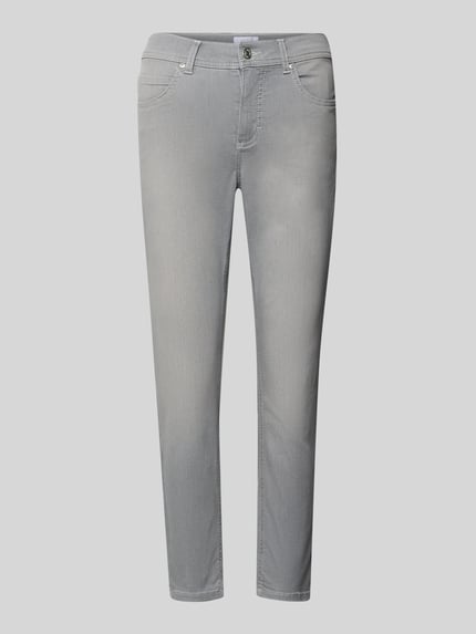 Produktfoto, graue Jeans mit Eingrifftaschen Modell 'Ornella' von Angels, Slim Fit, Baumwoll-Mix mit Stretch-Anteil, glatte Oberfläche