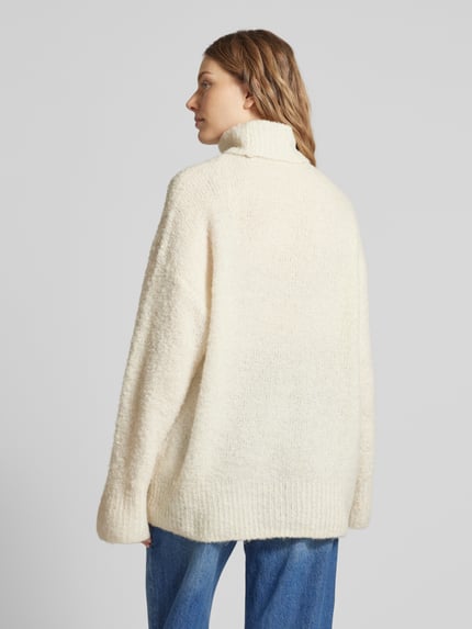PIECES Relaxed Fit Rollkragenpullover mit Wollanteil Modell 'NATHERINE' Offwhite Melange 5