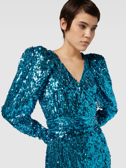 ROTATE Maxi-jurk met all-over pailletten Oceaanblauw - 3
