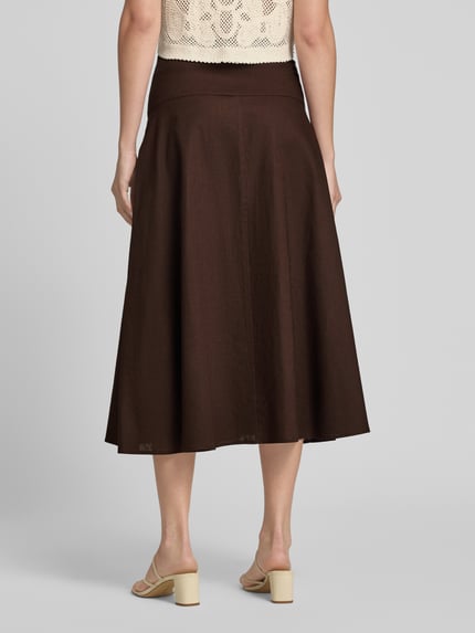 Stefanel Midirok van linnenmix model 'Basque' Hazelnoot - 5