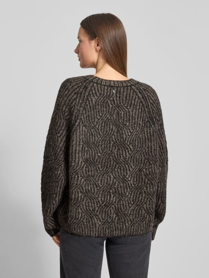 MOS MOSH Sweter z dzianiny w kroju relaxed fit z mieszanką wełny i alpaki Model 'Unnur' Ciemnoszary 5