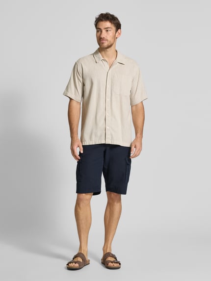 LERROS Korte regular fit cargobroek met riem Donkerblauw - 1