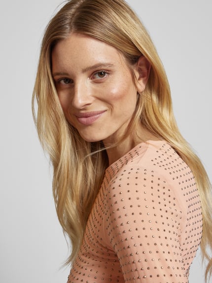 Jake*s Casual Shirt met lange mouwen en siersteentjes Roze - 3