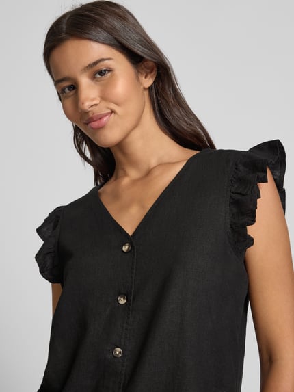 b.young Regular Fit Leinenblusentop mit V-Ausschnitt Modell 'FALAKKA' Black 3