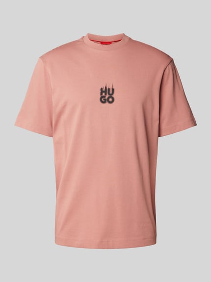 HUGO T-Shirt mit Label-Print Modell 'Dalsar' Lachs 2