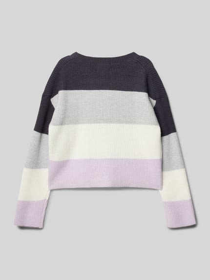 Tom Tailor Cropped Strickpullover mit Colour Blocking Flieder 3