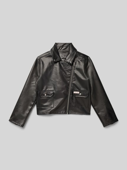 Calvin Klein Jeans Bikerjacke in Leder-Optik mit Pattentaschen Black 1