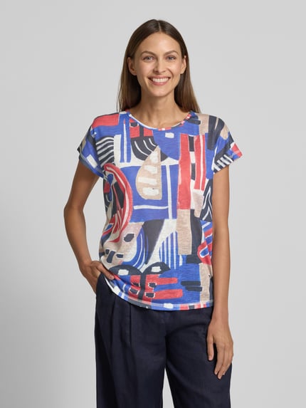 Christian Berg Woman T-Shirt mit geripptem Rundhalsausschnitt Blau 4