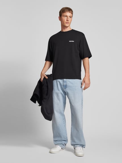 REVIEW Oversized T-shirt met labelprint Zwart - 1