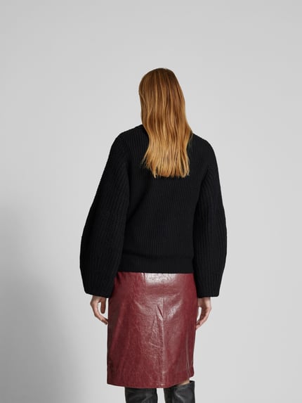 Staud Sweter wełniany o kroju oversized z imitacji dzianiny Czarny 5