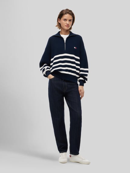 Tommy Jeans Oversize Troyer aus reiner Baumwolle Dunkelblau 1