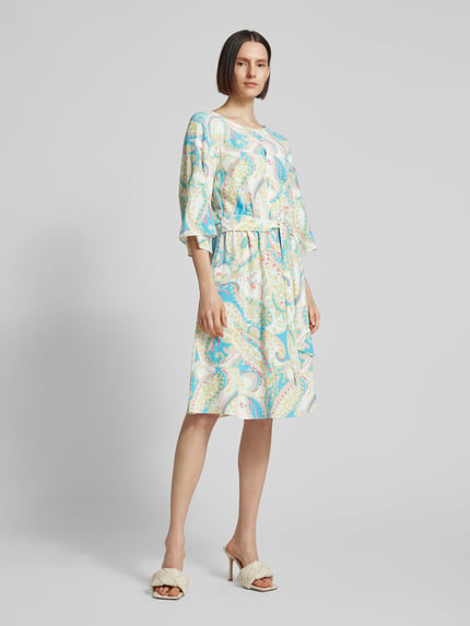 s.Oliver BLACK LABEL Knielanges Kleid mit Paisley-Muster GELB 1