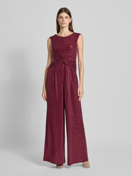 Vera Mont Relaxed Fit Jumpsuit mit Paillettenbesatz Bordeaux 4