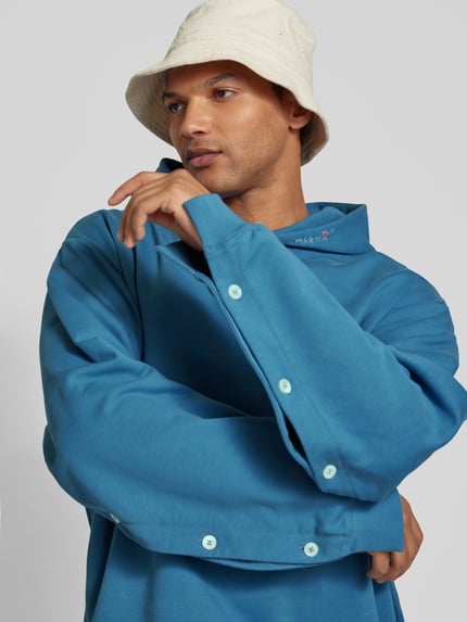 Marni oversized hoodie met labelstitching Blauw - 3