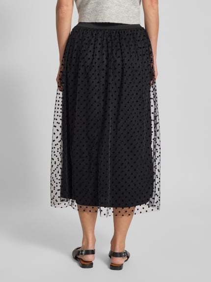 VERO MODA Spódnica midi rozkloszowana z półprzezroczystą spódnicą wierzchnią model ‘NETHA’ Czarny 5